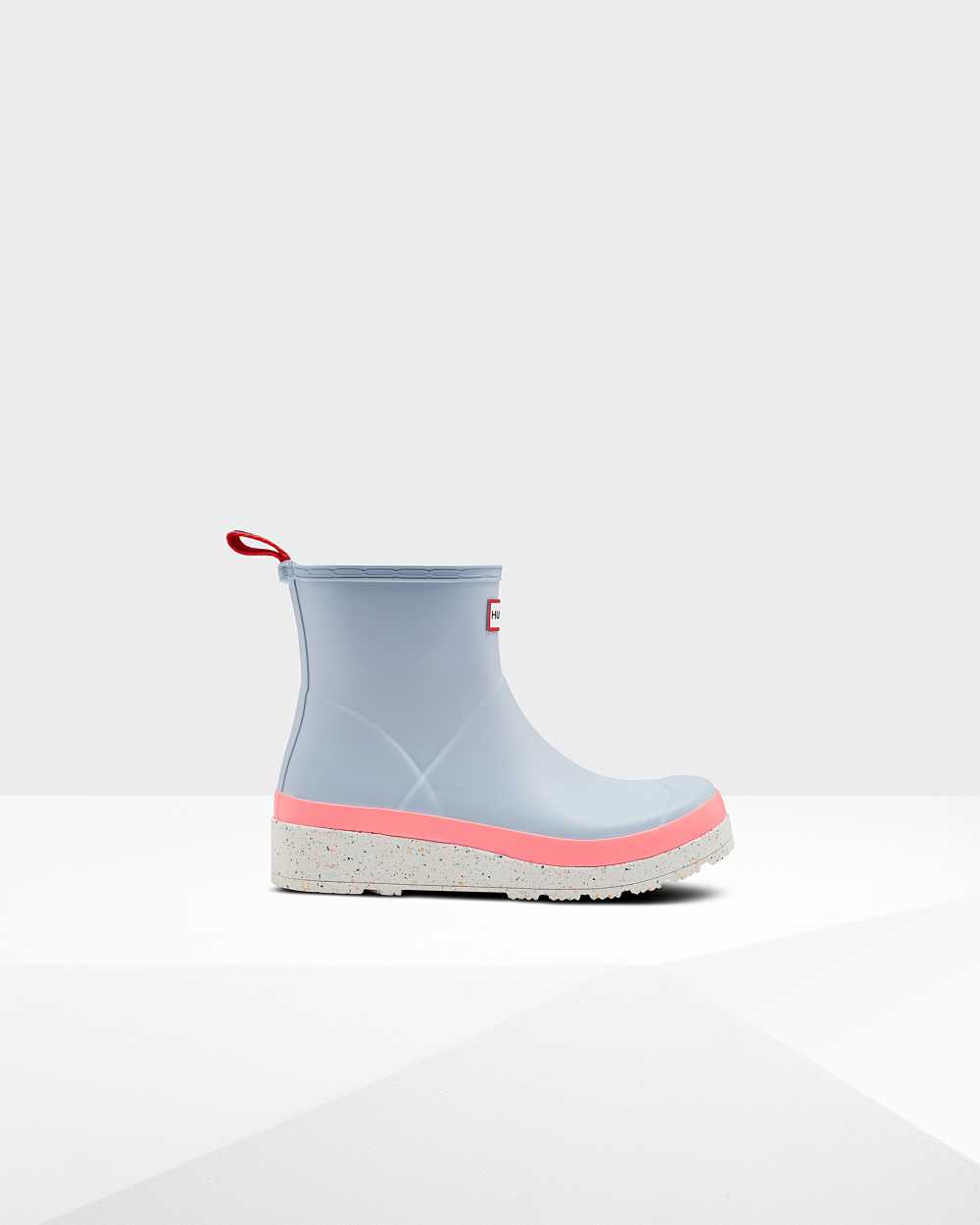 Womens Hunter Original Play Short Speckle Mid-Calf Rain Boots Grey/Pink | BVQSYC-761